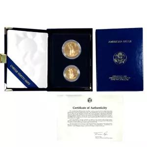 2 個セット - 1987 プルーフ アメリカン ゴールド イーグル、ボックス、OGP、COA 付き