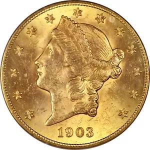 1903 S $20 ゴールド リバティ ダブル イーグル PCGS MS64 グレート側転光沢オールド ホルダー