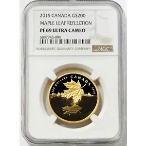 2015 ゴールド カナダ 350 鋳造 $200 1oz メープル リーフ リフレクション NGC PF 69 ウルトラ カメオ