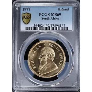 1977 南アフリカ 1 オンス ゴールド クルーガーランド PCGS MS 69 |トップポップ未流通UNC BU
