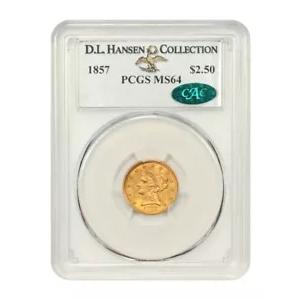 1857 $2 1/2 PCGS/CAC MS64 例: D.L.ハンセン
