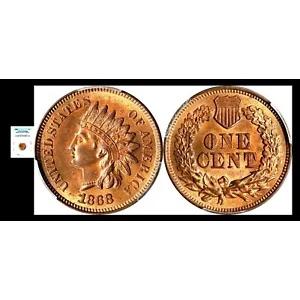 1868 1C PCGS MS64RD-PURE RED-DDO S-1 インディアン ヘッド スモール セント