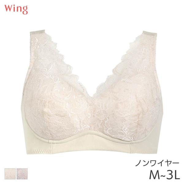 ウイング 着脱らくらくブラ ブラジャー 3/4カップ ノンワイヤー(M L LL 3L)NB4040