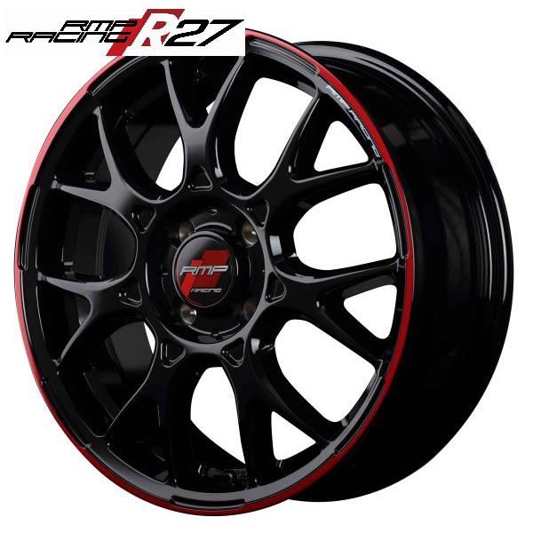 ブラックリムレッドライン RMP RACING R27 5.0J 15in IS45 PCD100 ...