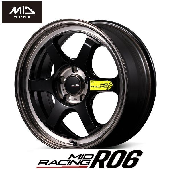 人気 ブラッククリアポリッシュ MID RACING R06 7.5J 17in IS40 100 ...