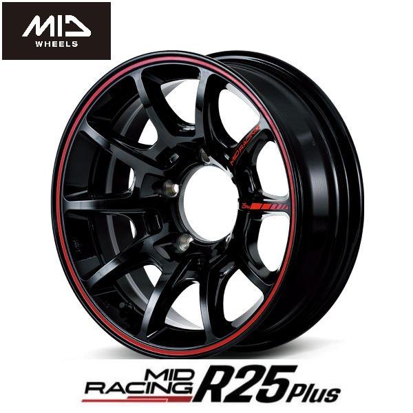 人気 スポークデザイン ブラック リムレッドライン MID RACING R25 Plus 5.5J...
