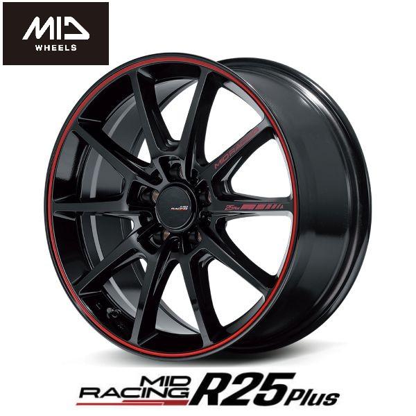 人気 ブラック リムレッドライン MID RACING R25 Plus 7.0J 17in IS4...