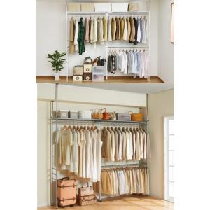 ツッパリクローゼットハンガー棚付き/スーツロッカー伸縮250幅 伸長