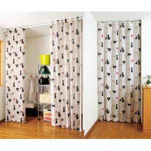 猫柄アコーディオン間仕切り240丈長　保温/冷気遮断/断熱 サッとパタパタロングカーテン /パーテーション/目隠し　ロ ングのれん　暖簾　すだれ　省エネ