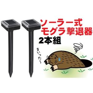 ネズミ・モグラ撃退器2本組　 ソーラー式　迷惑小動物対策 害獣駆除退治  菜園畑　花壇　庭　ガーデニ...