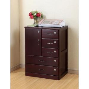 チェスト 引き出し 全段鍵付き からくり 桐製 木製 和モダン 鍵付き