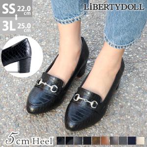ローファー レディース ミドルヒール 5cm ビット パンプス 30 40 22-25cm No.3019 セット割引対象1足税込3025円