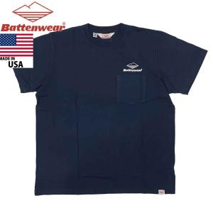 Battenwear バテンウェア 半袖 ロゴTシャツ TEAM S/S POCKET TEE made in USA NAVY ネイビー BS031｜libra-ssy