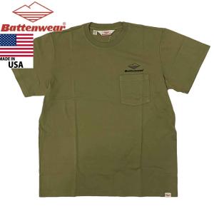 Battenwear バテンウェア 半袖 ロゴTシャツ TEAM S/S POCKET TEE made in USA OLIVE オリーブ BS031｜libra-ssy