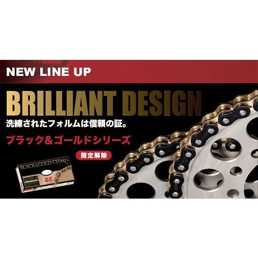 EKチェーン  520SR-X2 (BK&amp;GP)-126L ブラック＆ゴールド カシメジョイント