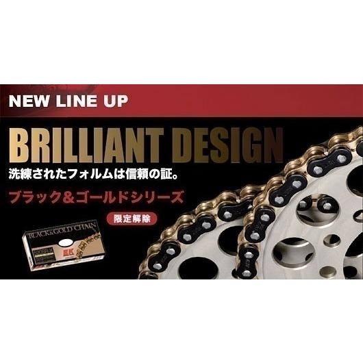 EKチェーン  525SR-X2 (BK&amp;GP)-130L ブラック＆ゴールド カシメジョイント