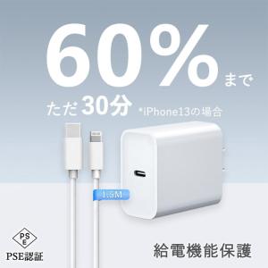 低温充電 iPhone 急速充電器 20W【MFi/PSE認証済】PD充電器 iPhone充電器 アダプター Type-C充電器 アイホン ライトニング 充電ケーブル コンセントタイプC｜IKKISTORY