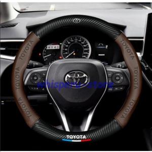 ハンドルカバー トヨタ ノア ハイラックス ハリアー プリウス ステアリングホイールカバー 本革 高級 牛革 専車ロゴ 内装品パーツ 滑りにくい 文字付き