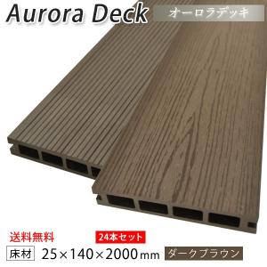 送料無料 ウッドデッキ 人工木 DIY 24本セット 25×140×2000mm（108kg） オーロラデッキ ダークブラウン 床材 面材 中空材 木目調 人工木｜DIYウッドデッキ材のリーベ