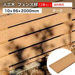 送料無料 フェンス材 人工木 DIY 10×96×2000mm 12本セット(22.8kg) アドバンスデッキ2＆オーロラ チーク 幕板 無垢材 樹脂デッキ｜liebe