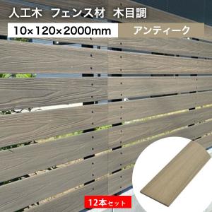 送料無料 フェンス材 人工木 DIY 10×120×2000mm 12本セット(28.8kg) プラチナデッキ アンティーク 木目調 幕板 無垢材 樹脂デッキ｜liebe