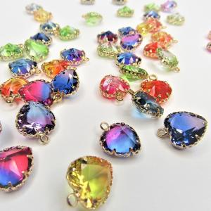 キラキラ雫チャーム 綺麗なしずく 涙型 カラーストーン 6個セット