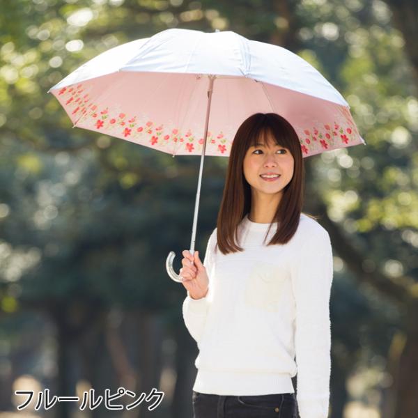 日傘 コンパクト長傘 遮熱 UVカット シルバー 晴雨兼用 50cm×8本骨 レディース ひんやり傘...