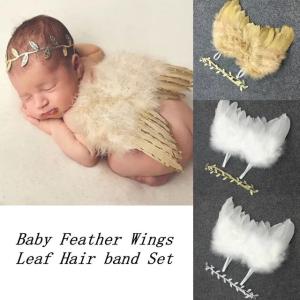 1新生児写真アクセサリーセット,手作り,女の赤ちゃん,天使の羽の羽,ヘアバンド