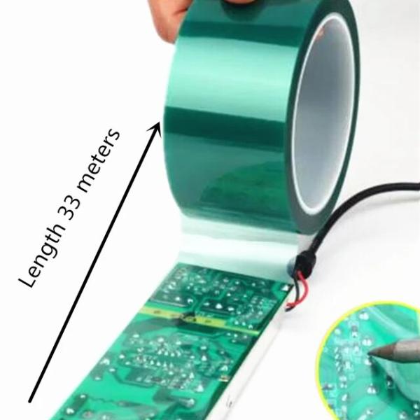 緑色のペットテープ、耐熱性、高温、PCB電気メッキ断熱保護用マスキングシールド、33m、5mm-40...
