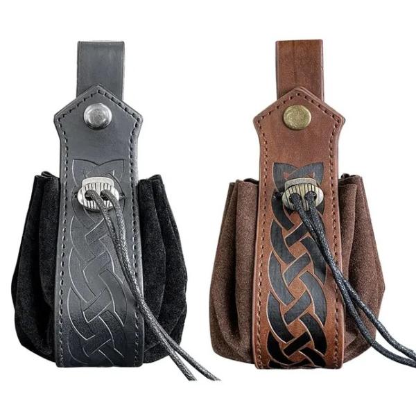 Medieval Faux Leather Drawstring Dice Bag Retro No...