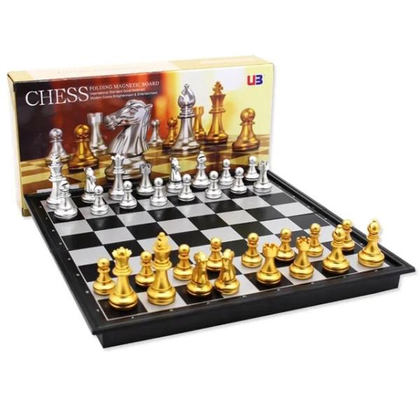 大人と子供のための古典的なチェスセット,32個の厚い金と銀のチェスゲーム