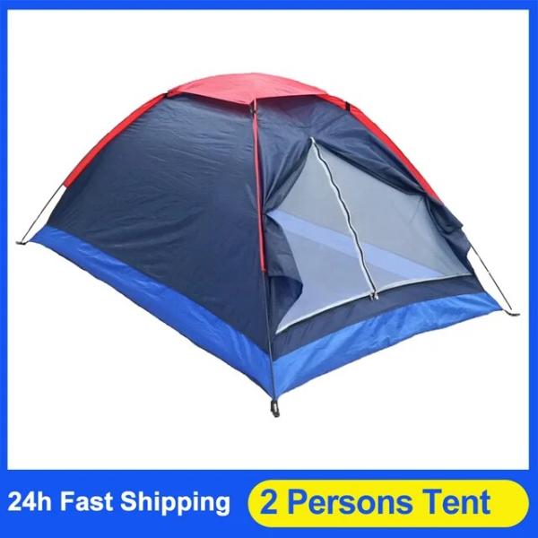 2人用キャンプテント単層ビーチテント屋外旅行防風防水日よけテントサマーテントバッグ付きru在庫