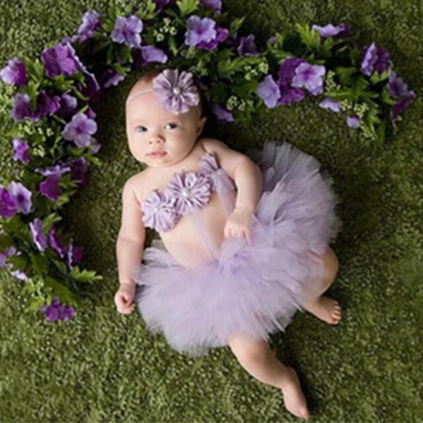 新生児用写真アクセサリー,花のヘッドバンド付きのかわいいプリンセスコスチューム,女の赤ちゃんのための...