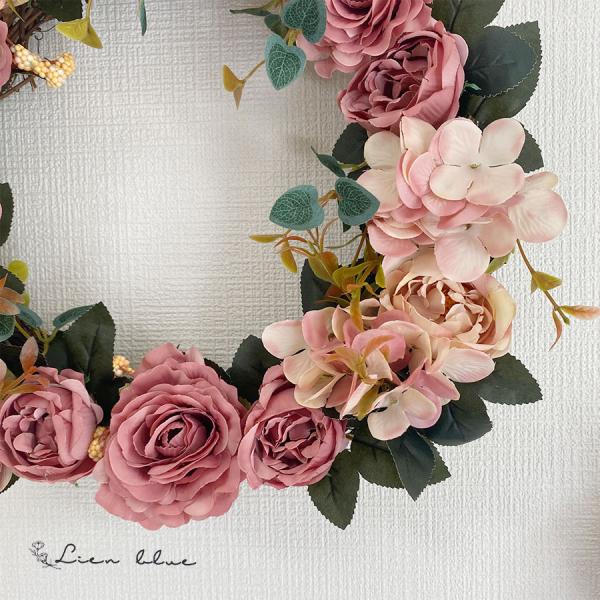 リース ピンク 大きめ 新築祝い 37cm 造花 インテリア おしゃれ 開店祝い 風水 flower...