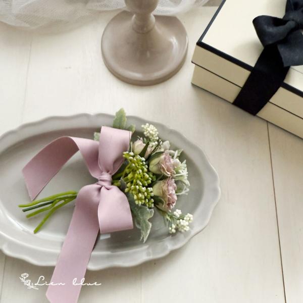コサージュ ローズ ピンク ホワイト リボン かわいい  春 シンプル　卒業式　入学式　結婚式