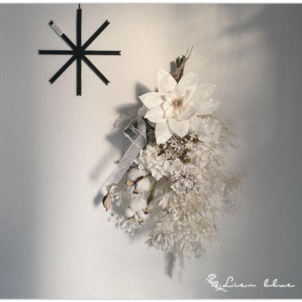 スワッグ ポインセチア 綿の実 花 オフホワイト ソラフラワー 造花 アーティフィシャル 誕生日 新...