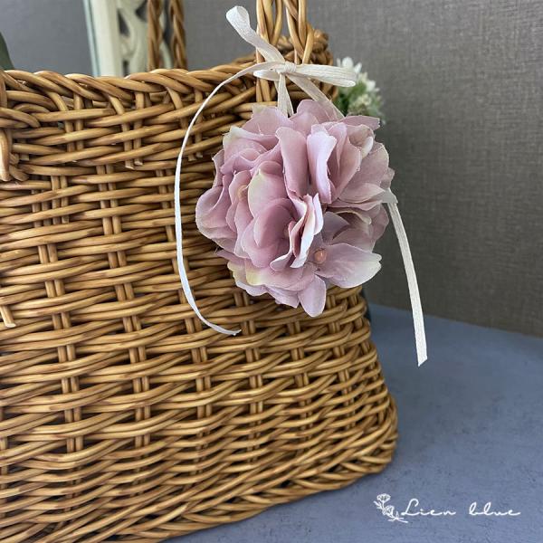 花 バッグコサージュ プレゼント アーティフィシャル フラワー 紫陽花 紫 誕生日 結婚記念日 結婚...