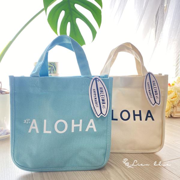 トートバッグ ブルー aloha シンプル ロングセラー アロハ ハワイ ポケット 大容量 おしゃれ...