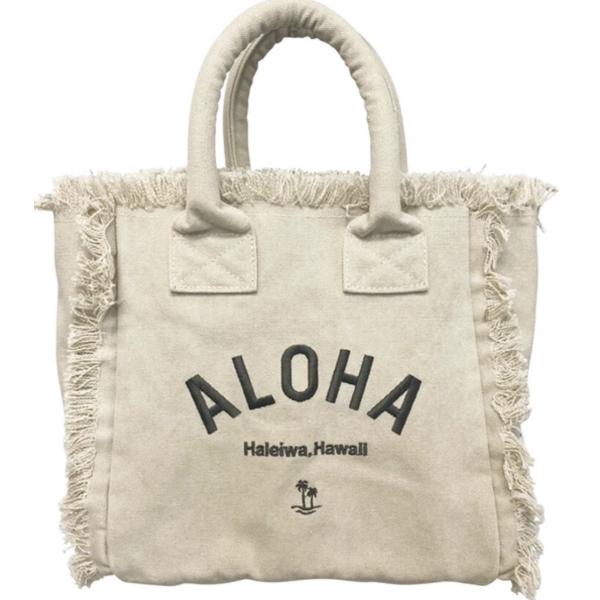 トートバッグ アイボリー アロハ フリンジ ハワイ ポケット大容量 おしゃれ aloha ヴィンテー...