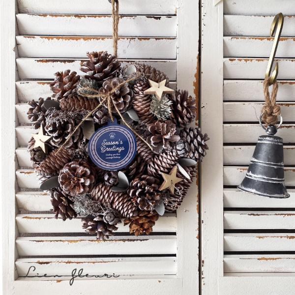 リース クリスマス ドライフラワー 松ぼっくり ブラウン インテリア 星 秋 冬 誕生日 記念日 お...