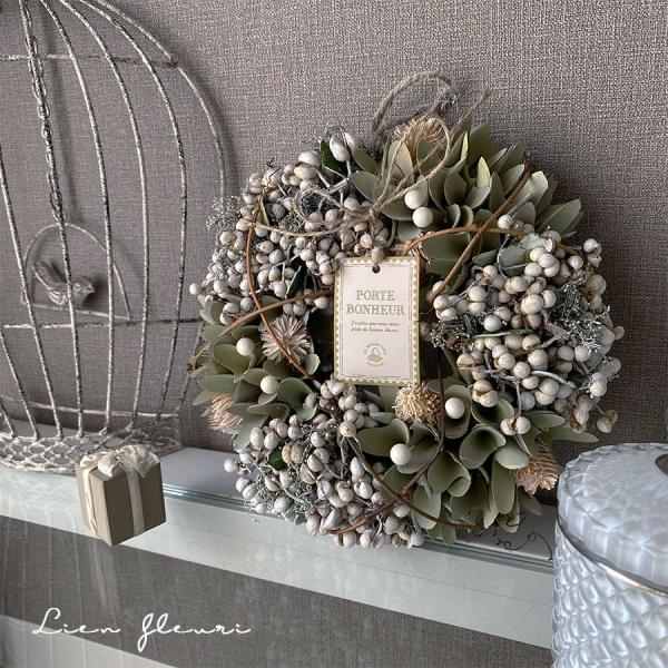 リース フラワー ドライフラワー 白 グリーン インテリア クリスマス 誕生日 記念日 お祝い 新築...