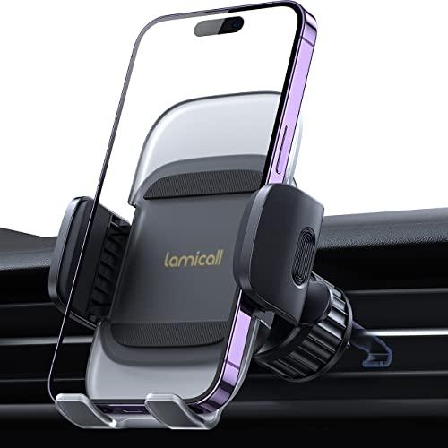 【金属製フック・ワンタッチ】 車載 吹き出し口 スマホホルダー Lamicall アクリル表面 バネ...