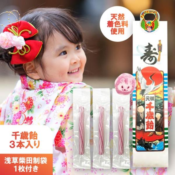 千歳飴 大丸本舗 3本入 手提げ袋付 七五三 おしゃれ 飴 袋 浅草柴田 可愛い 昔ながら お祝い飴...