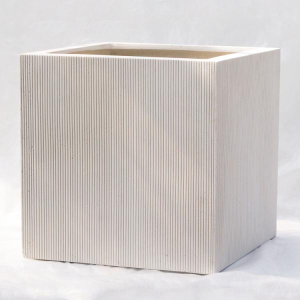 植木鉢 軽量大型 FRP製 エンバス キューブ ホワイト（白） / □40cm×H40cm（13号）