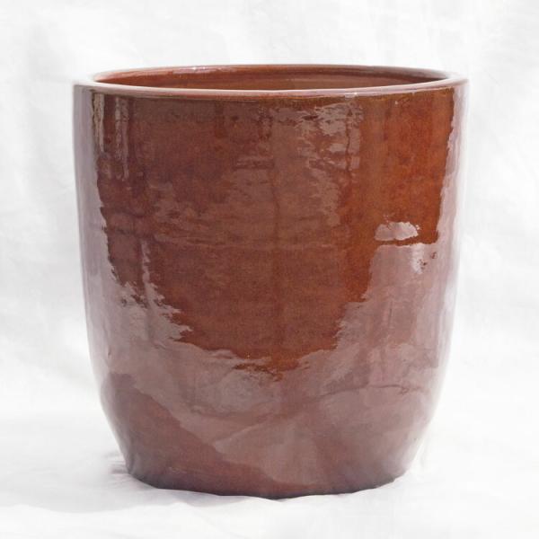 植木鉢 釉薬陶器製 ループ ラウンド ブラウン（茶） / φ38cm×H38.5cm（13号）
