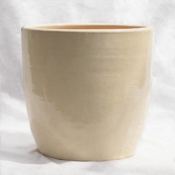 植木鉢 釉薬陶器製 ループ ラウンド クリーム（ホワイト・白） / φ38cm×H38.5cm（13...
