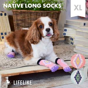 【ネイティブロングソックス XL】犬 靴下 大型犬 ソックス ゴールデン ラブラドール 犬用 滑り止め 肉球 保護 怪我  介護用 散歩用 災害時 LIFELIKE
