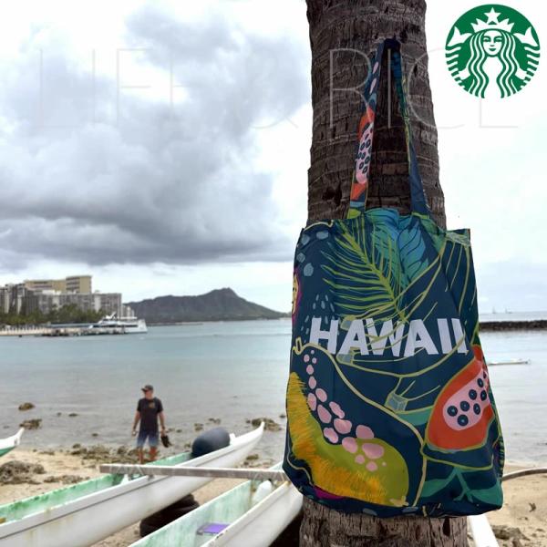 ハワイ限定品 STARBUCKS COFFEE コンパクト エコバッグ コンパクトサイズ  折り畳み...