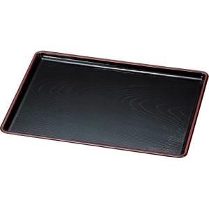 お盆 トレー 尺五 サービス盆 黒塗 渕朱(5枚組) 滑り止め加工 45.5cm 5