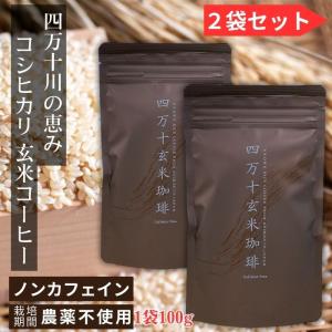 四万十玄米珈琲 ２袋セット ( 玄米コーヒー ) 四万十無農薬玄米 ノンカフェイン デカフェ 玄米焙煎パウダー 玄米 顆粒 100g×2個 賞味期限2028/04/21